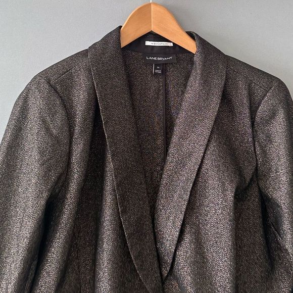 Lane Bryant Blazer Women Size 16 Metallic - Picture 3 of 5